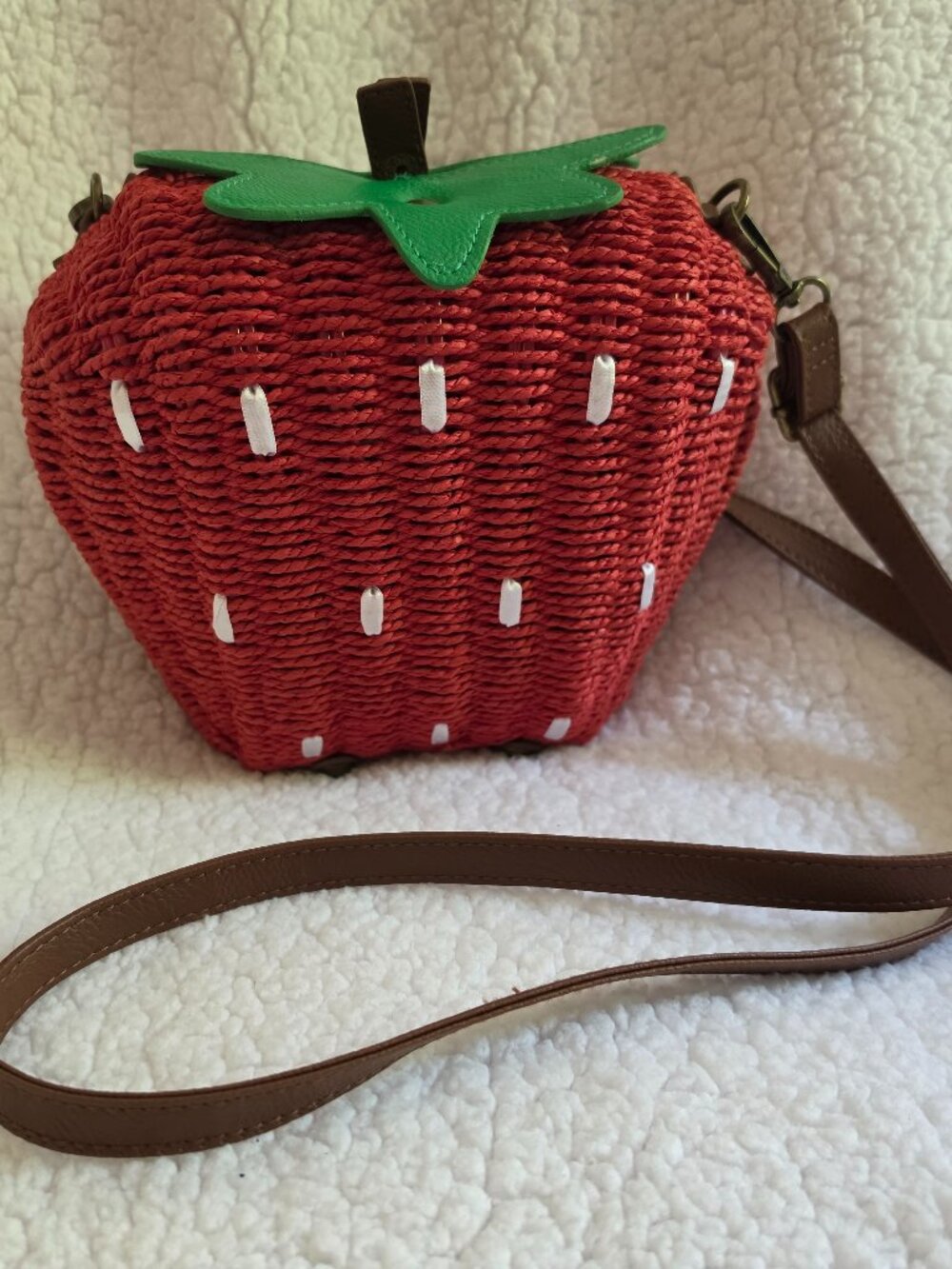 LC Lauren Conrad Strawberry Wicker Crossbody Purse